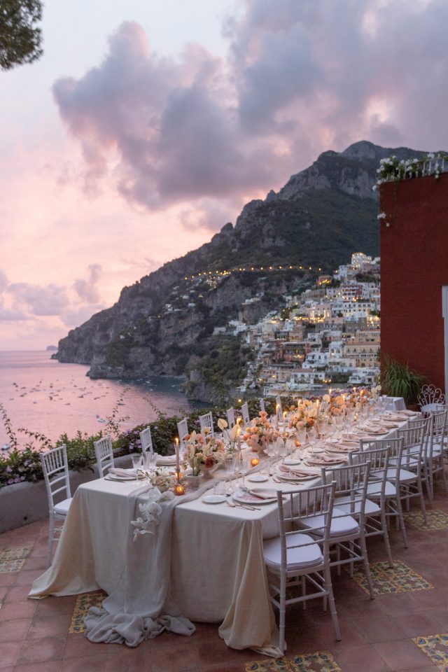 wedding imperial table overlooking positano